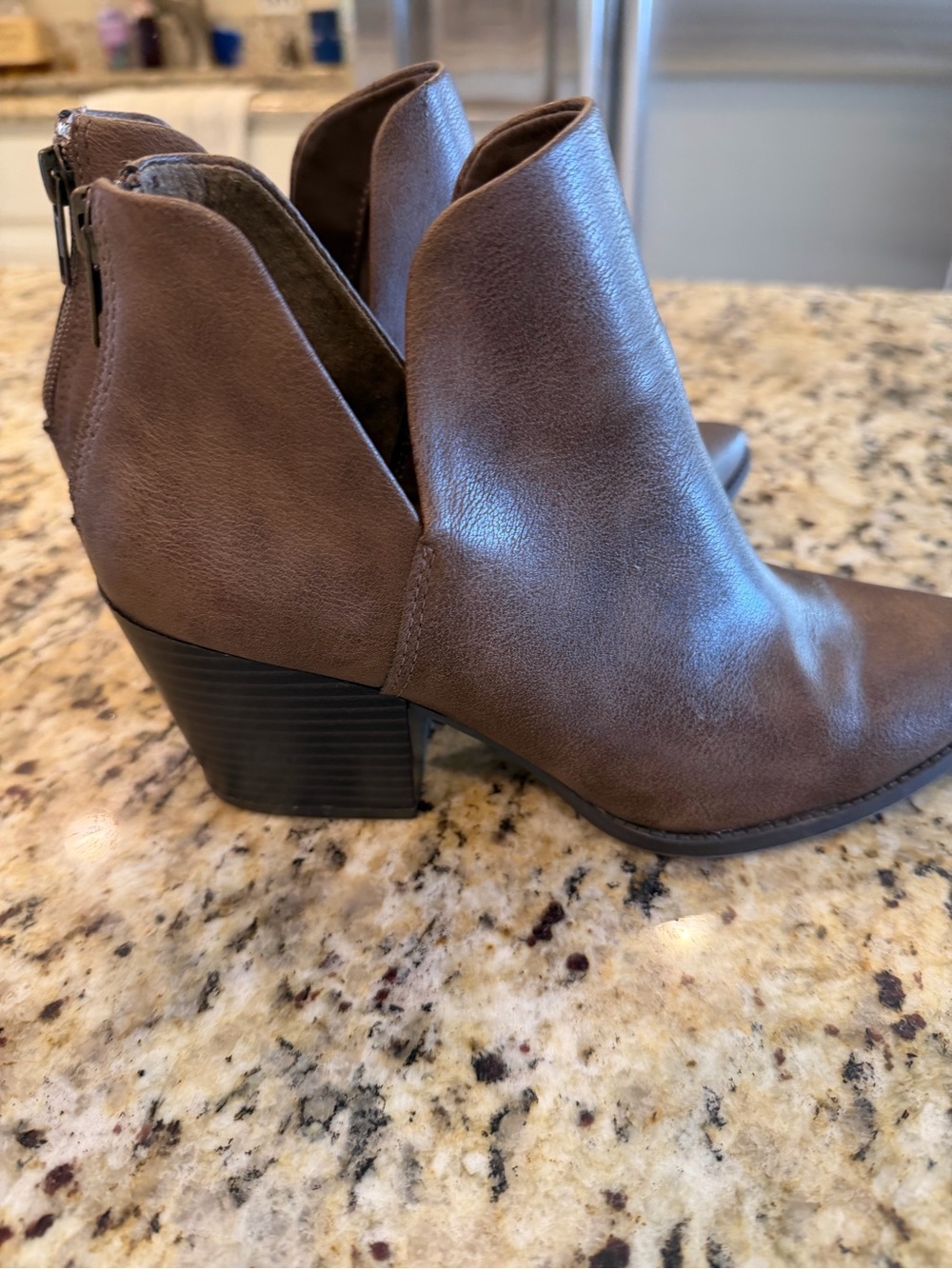 Sun + Stone Brown Cutout Ankle Booties